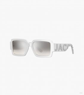 Gafas de sol cuadradas con efecto espejo - Blanco/gris |Marc Jacobs España