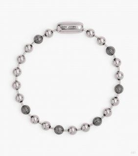 Collar de cadena de bolas con monograma - Plata antigua clara |Marc Jacobs España