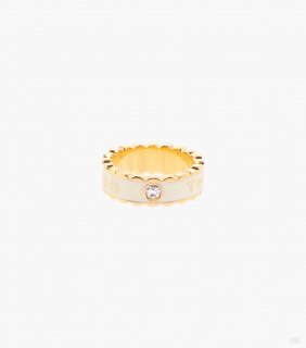 Anillo con medallón festoneado - Crema/Dorado |Marc Jacobs España