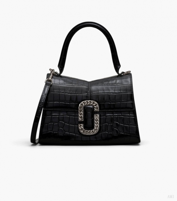 El bolso St. Marc con asa superior en relieve de cocodrilo - Negro |Marc Jacobs España