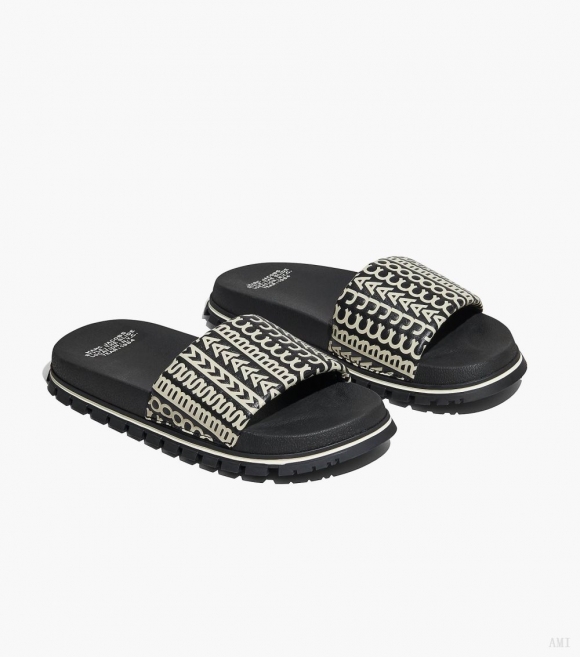 La Monogram Slide - Negro/Blanco |Marc Jacobs España