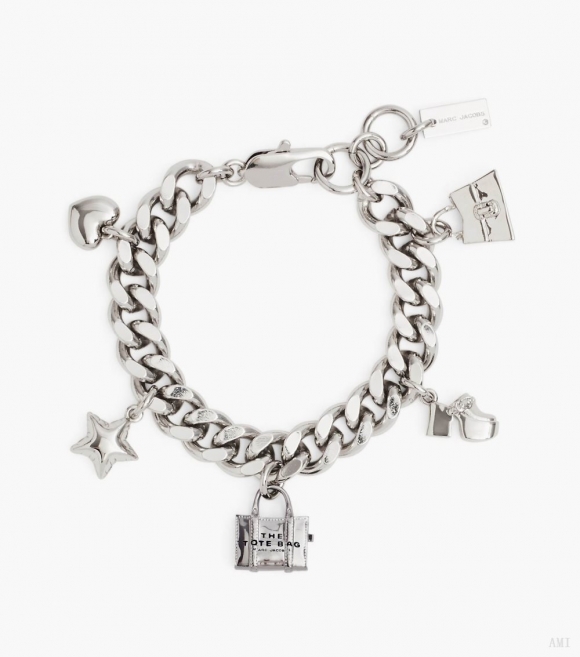 La pulsera con dijes Mini Icon - Plata antigua clara |Marc Jacobs España