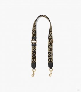 Correa de cincha fina con el logotipo Outline - Negro/dorado |Marc Jacobs España