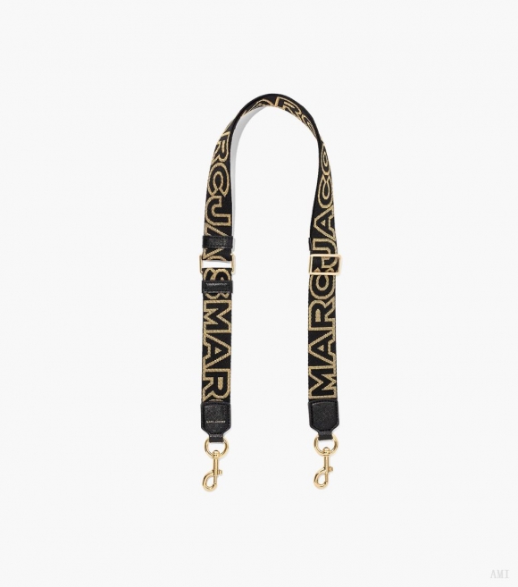 Correa de cincha fina con el logotipo Outline - Negro/dorado |Marc Jacobs España