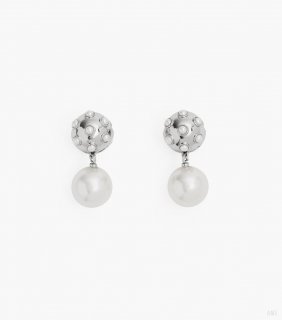 Pendientes colgantes de lunares de perla - Blanco/plata |Marc Jacobs España