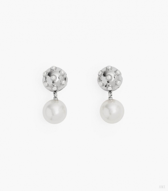 Pendientes colgantes de lunares de perla - Blanco/plata |Marc Jacobs España