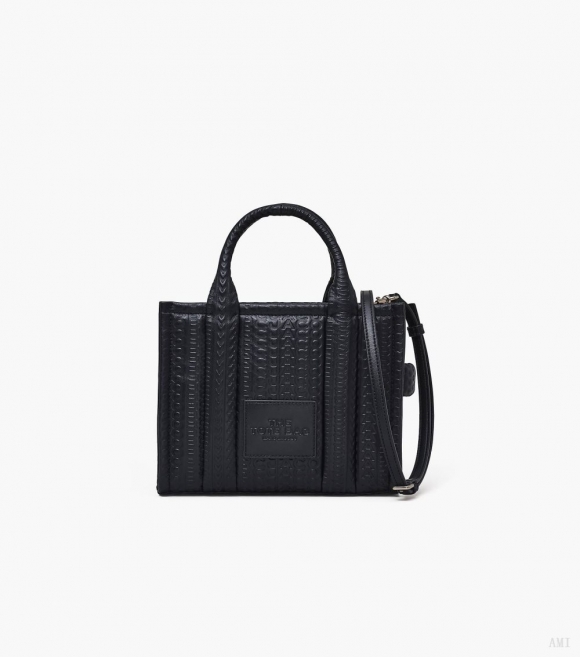 Bolso tote pequeño con monograma en relieve - Negro |Marc Jacobs España