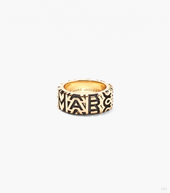 El anillo con monograma grabado - Oro envejecido |Marc Jacobs España