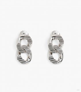 Los pendientes de cadena con monograma - Plata antigua clara |Marc Jacobs España