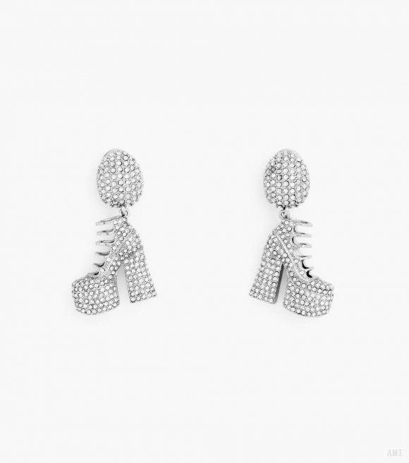 Pendientes de bota Kiki con pavé - Plata/cristal |Marc Jacobs España