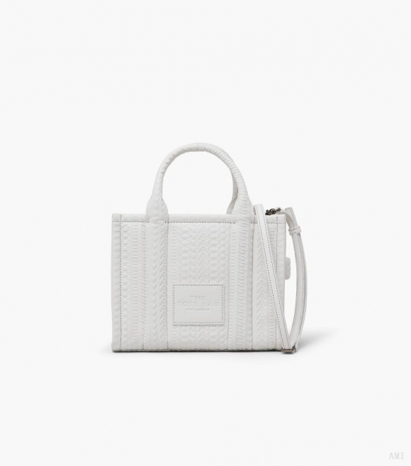 Bolso tote pequeño con monograma en relieve - Blanco |Marc Jacobs España