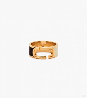 Anillo J Marc Colorblock - Negro Multi/Dorado |Marc Jacobs España