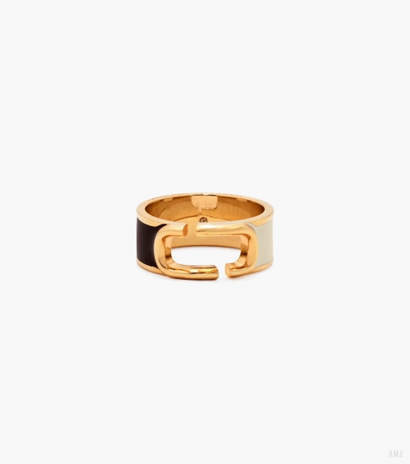 Anillo J Marc Colorblock - Negro Multi/Dorado |Marc Jacobs España