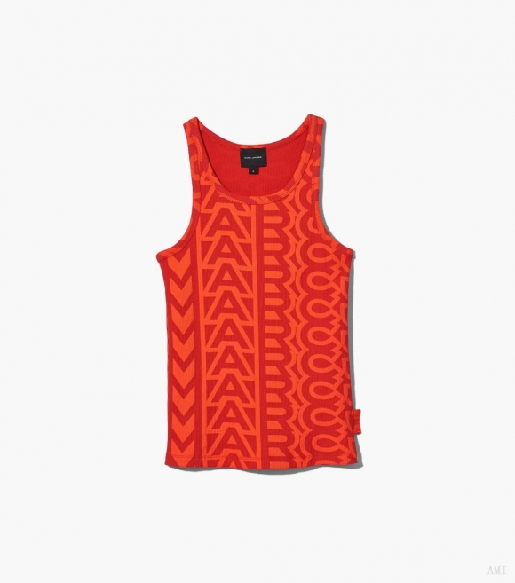 La camiseta de tirantes Monogram - Naranja eléctrico/Rojo intenso |Marc Jacobs España