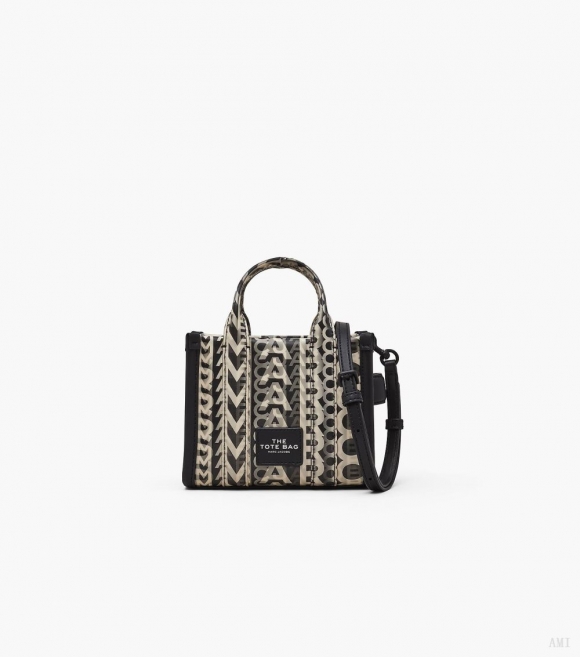 Bolso tote mini lenticular con monograma - Negro/blanco |Marc Jacobs España