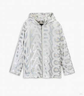 La sudadera con capucha y cremallera Monogram - Plata/Blanco brillante |Marc Jacobs España