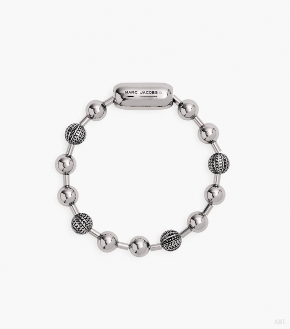 Pulsera de cadena de bolas con monograma - Plata antigua clara |Marc Jacobs España